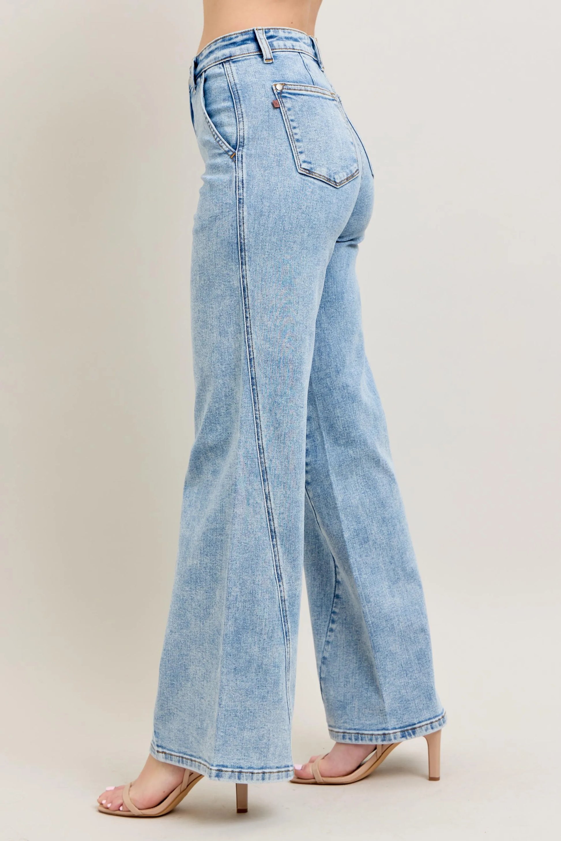 Judy Blue Full Size High Waist Wide Leg Jeans with Skewed Inseam Plus Size  Shop One Place