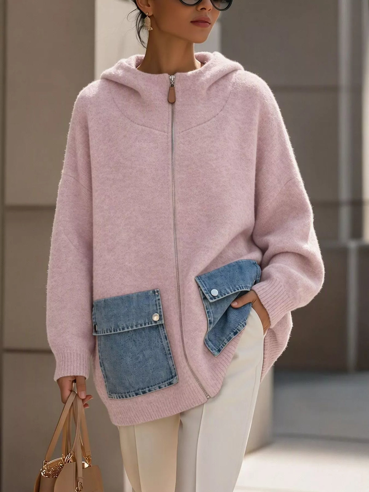 Women's Hooded Zip-Up Knit Cardigan – view 8