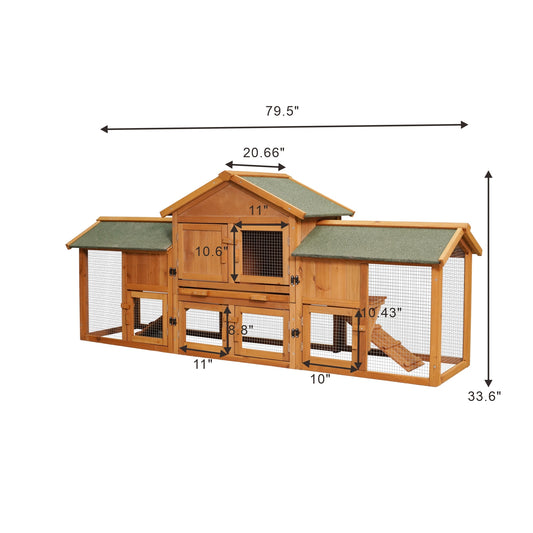 Extra Large 79.5' Bunny Cage – Two-Tier Habitat with Waterproof Roof & Removable Tray!  Shop One Place