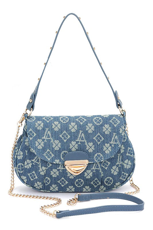 LA Jacquard Denim Fashion Shoulder Bag  Shop One Place