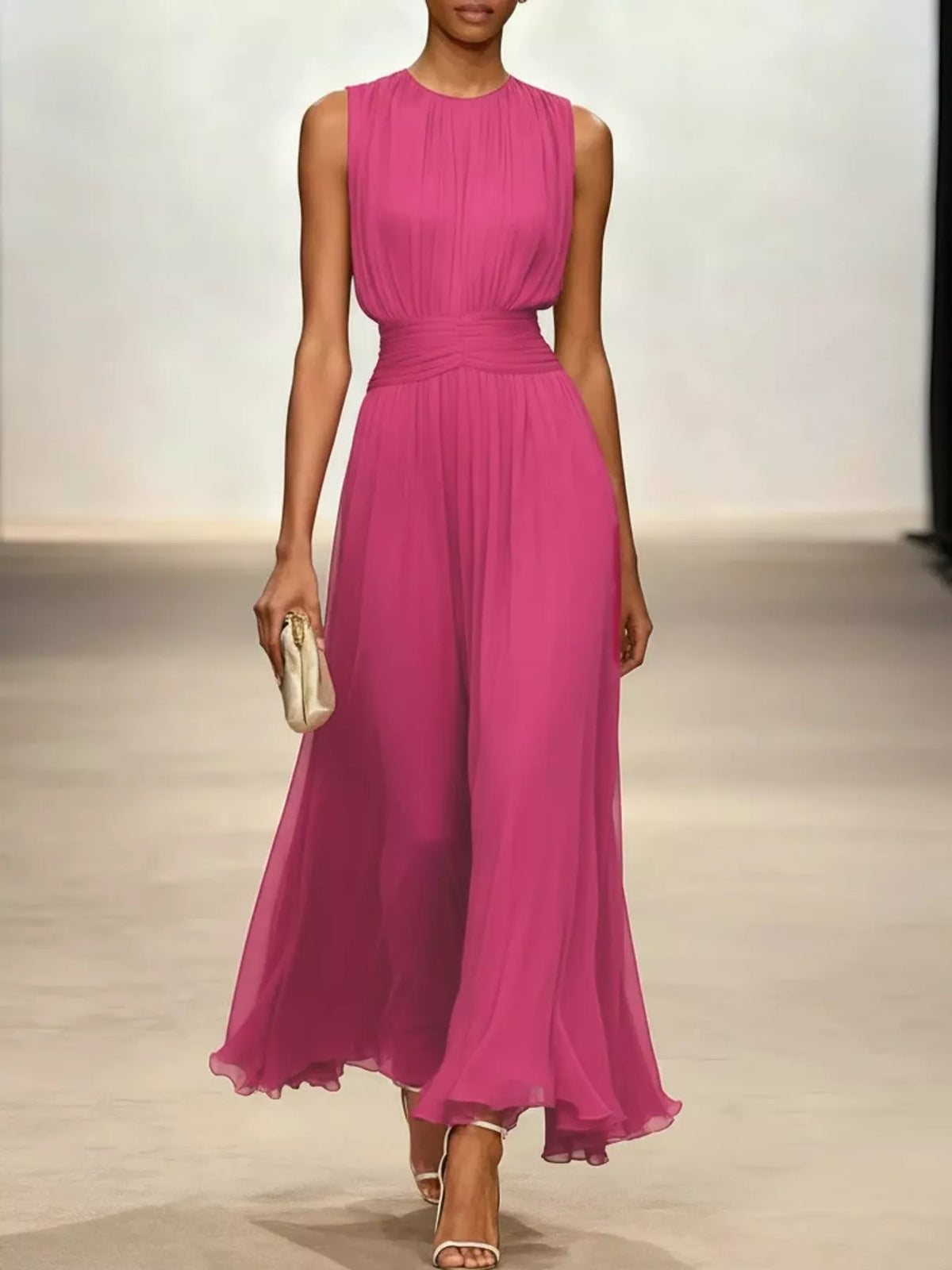 Women's Sleeveless Ruched Chiffon Maxi Dress – view 14