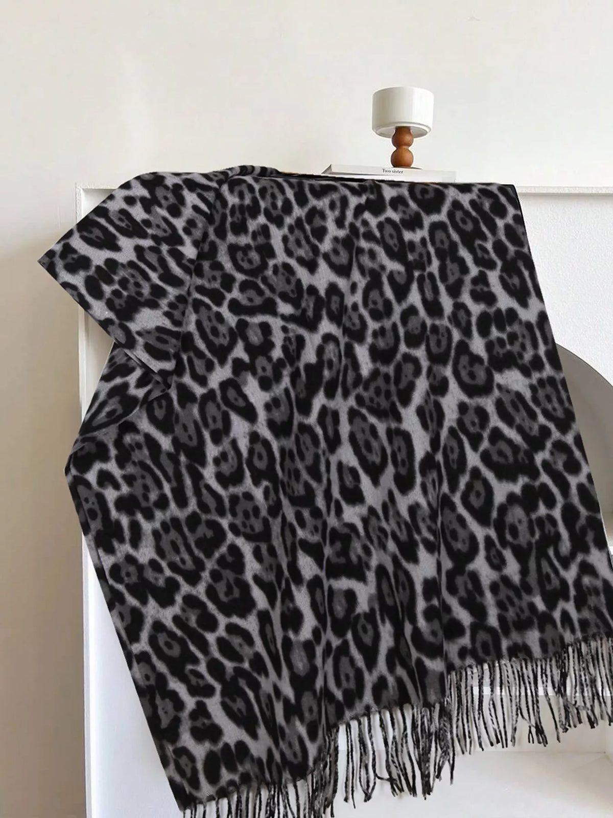 Leopard Print Fringe Scarf – view 6