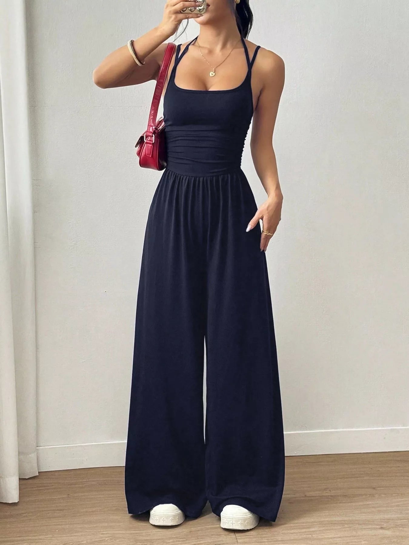 Spaghetti Strap Wide Leg Jumpsuit  Shop One Place