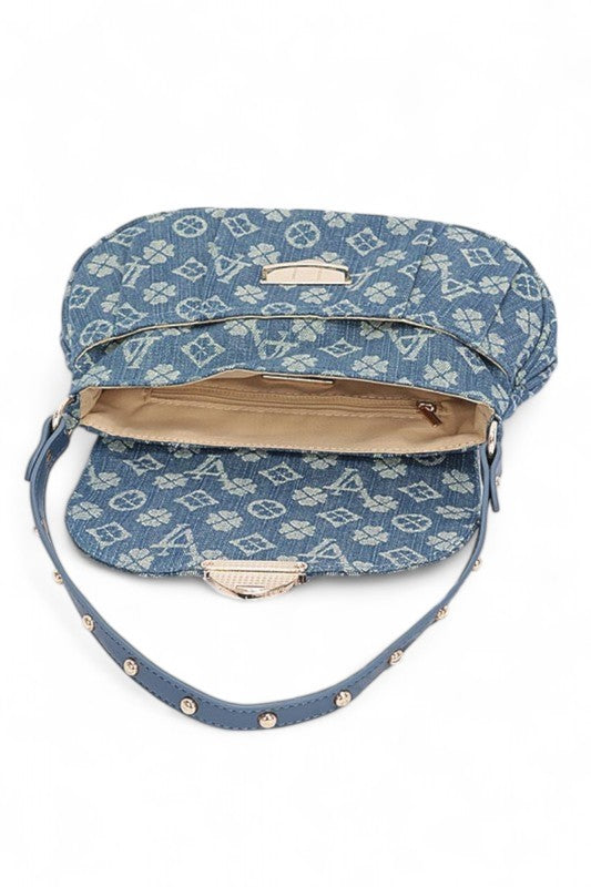 LA Jacquard Denim Fashion Shoulder Bag  Shop One Place