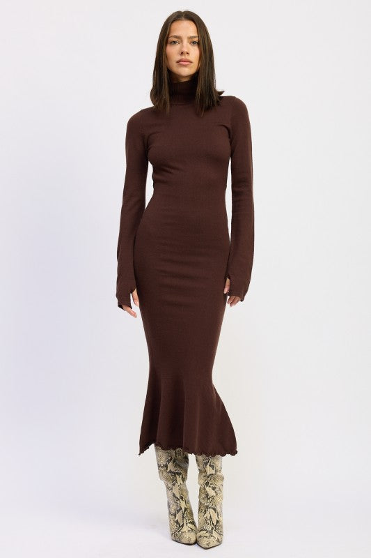 TURTLE NECK MIDI DRESS WITH BACK CUTOUT  Shop One Place