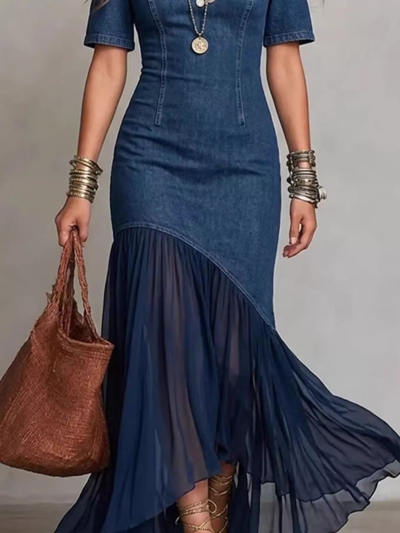 Cold Shoulder Ruffle Hem Maxi Dress  Shop One Place