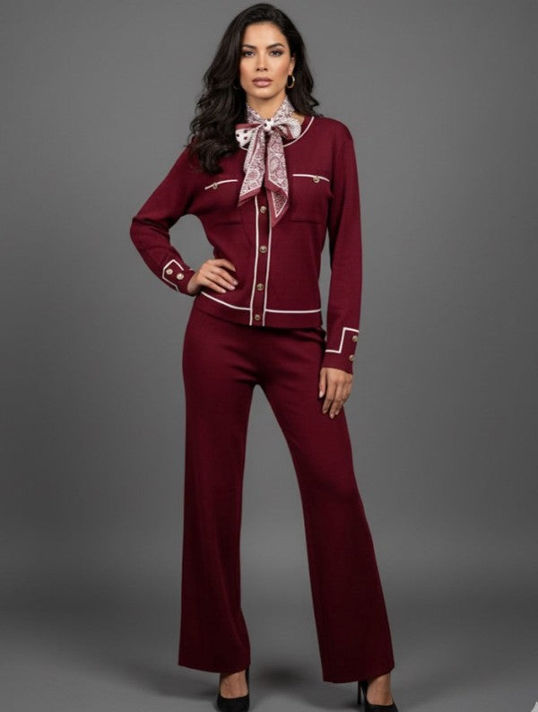 Knit Tailored Ensemble Cardigan & Wide Leg Pants  Shop One Place