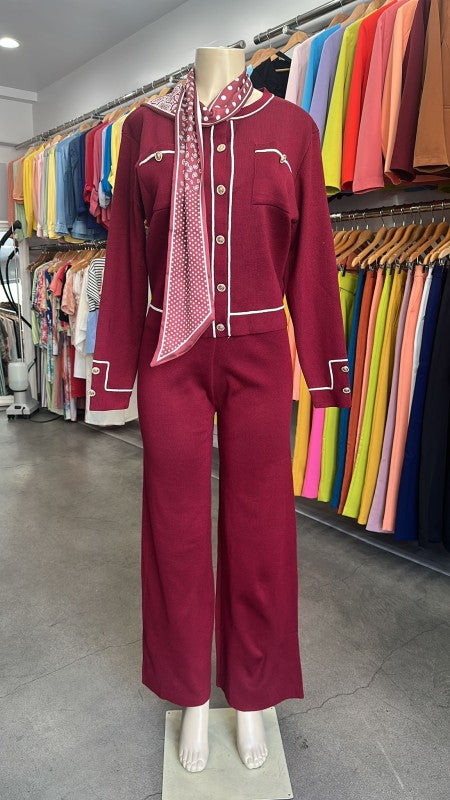 Knit Tailored Ensemble Cardigan & Wide Leg Pants  Shop One Place