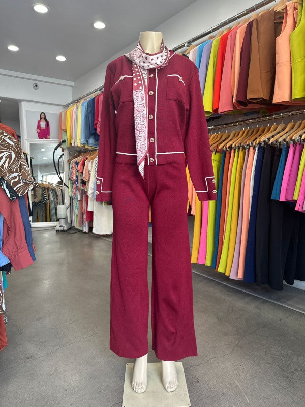 Knit Tailored Ensemble Cardigan & Wide Leg Pants  Shop One Place