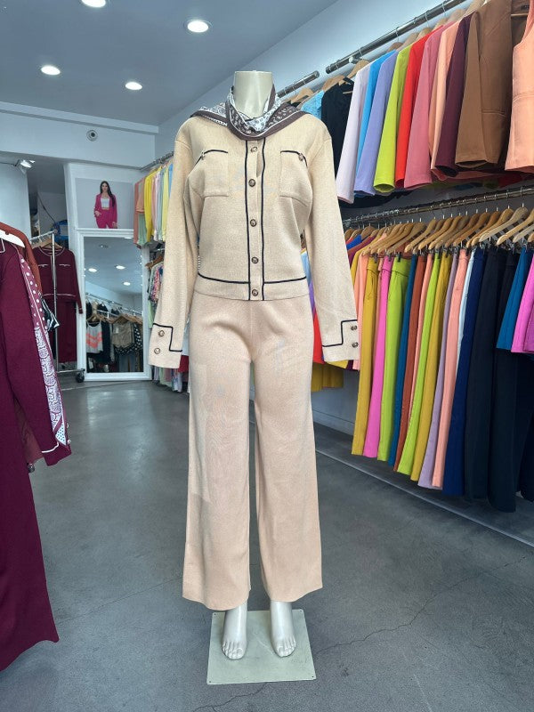 Knit Tailored Ensemble Cardigan & Wide Leg Pants  Shop One Place