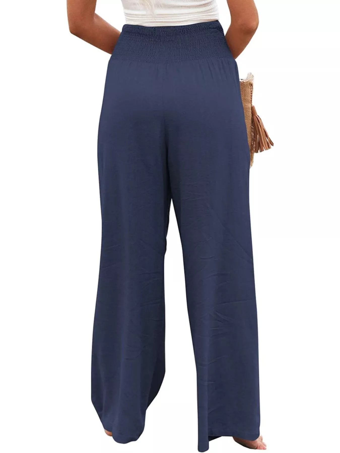 Smocked High Waisted Wide Leg Pants  Shop One Place