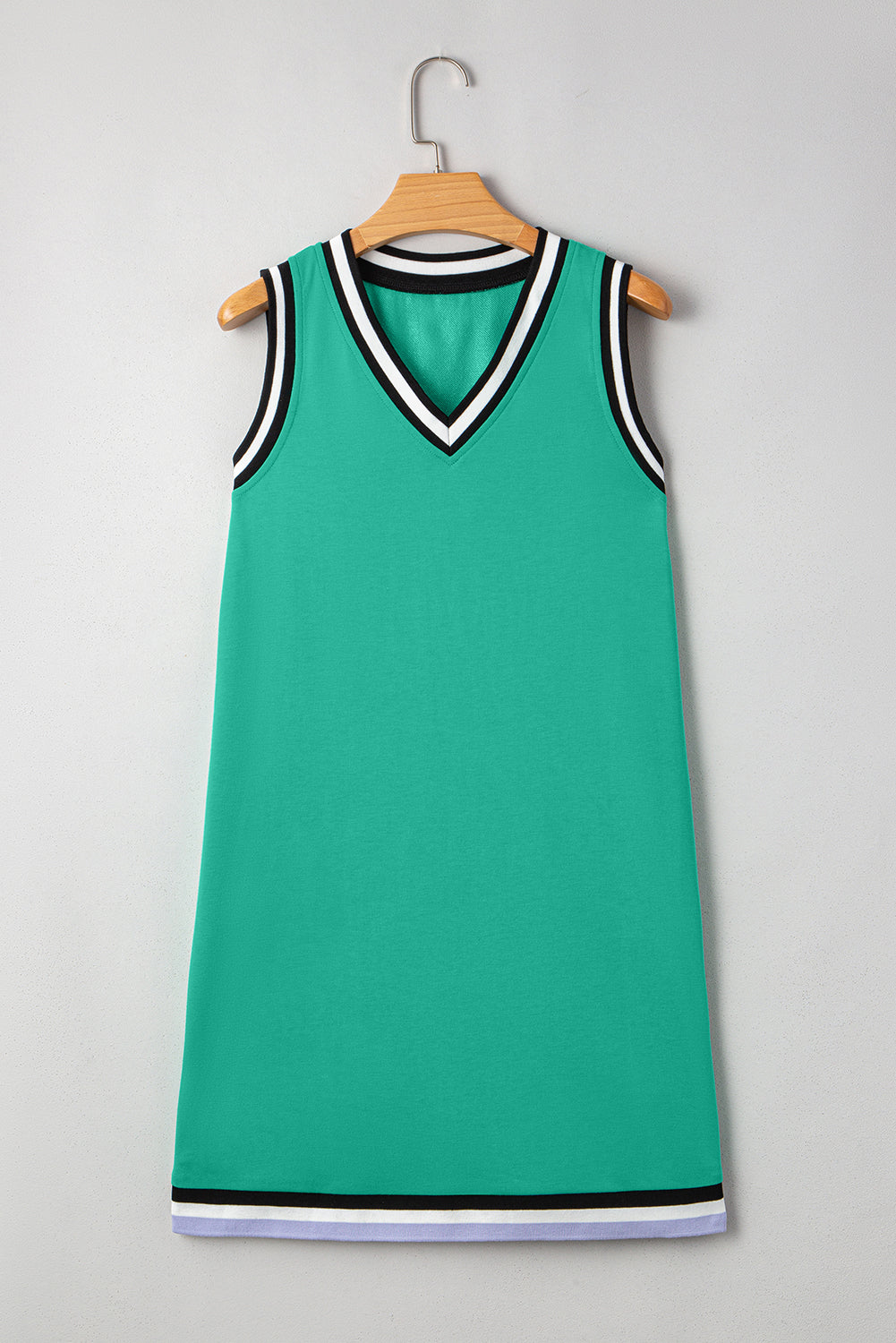 Mint Green Contrast Trim V Neck Sleeveless Mini Dress  Shop One Place