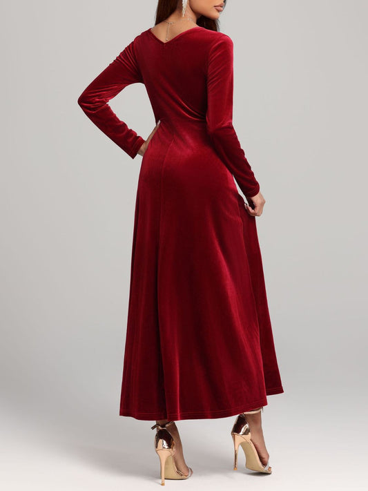 Square Neck Long Sleeve Velvet Dress  Shop One Place
