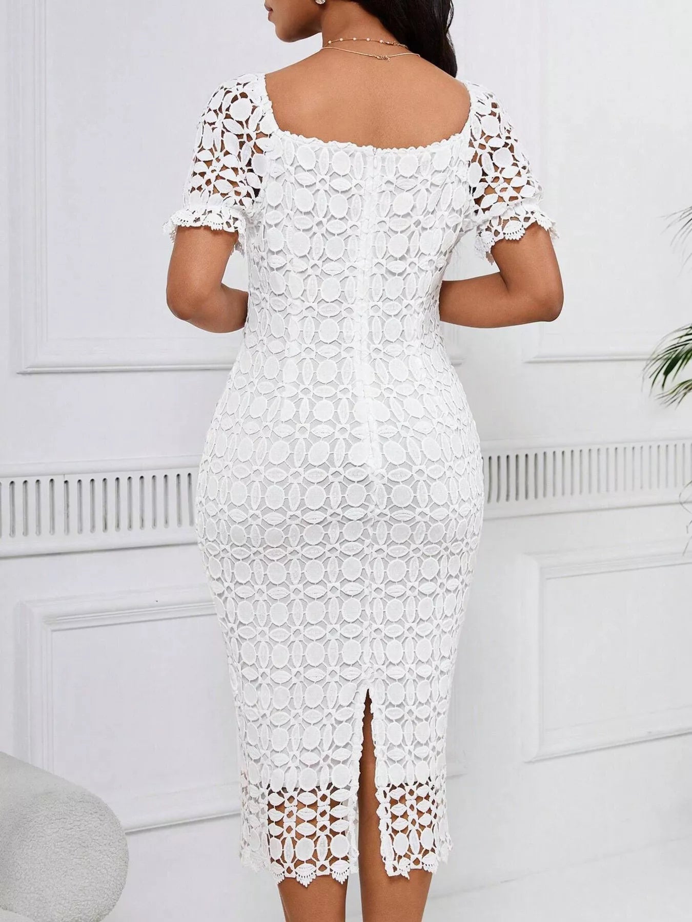 Lace Short Sleeve Midi Dress  Shop One Place