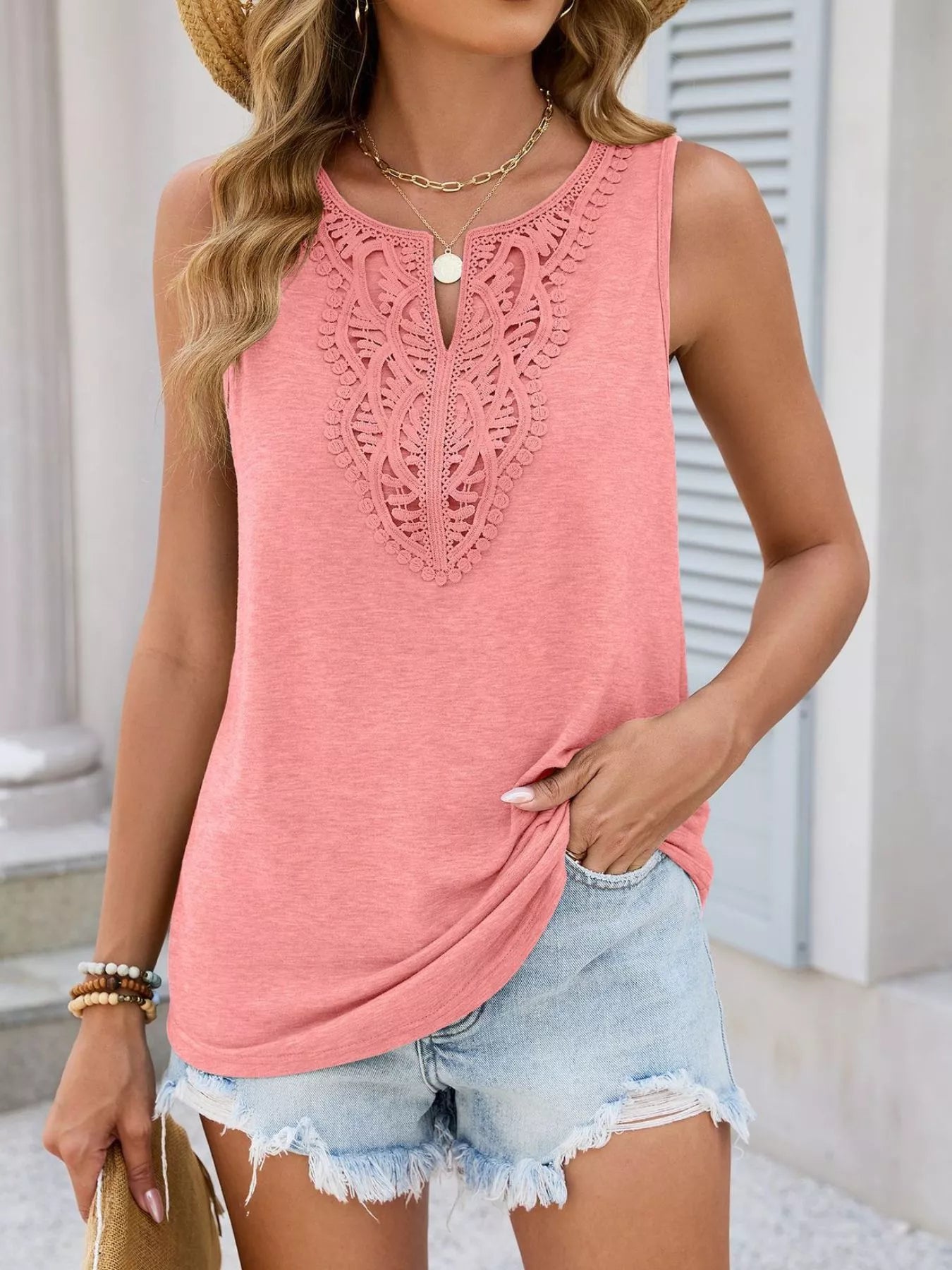 Lace Trim Sleeveless Tank Top  Shop One Place
