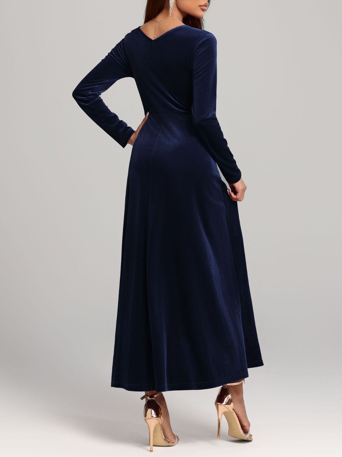 Square Neck Long Sleeve Velvet Dress  Shop One Place