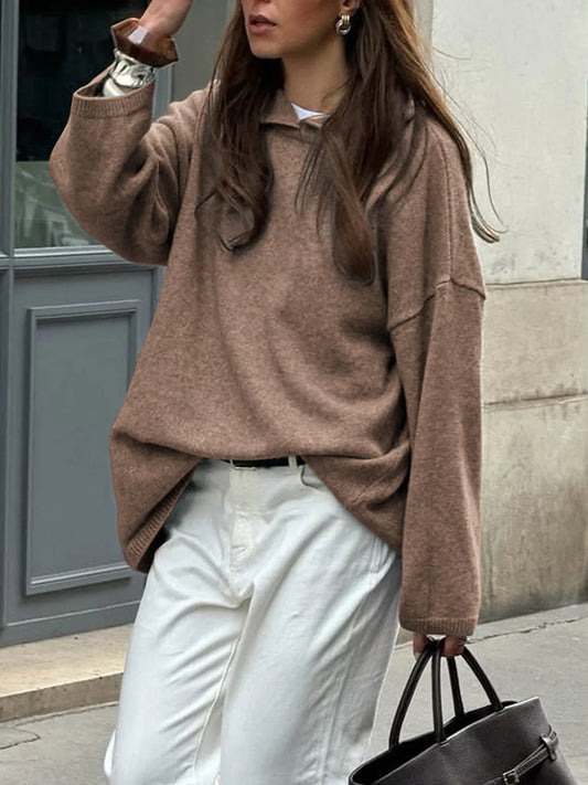 Oversized Long Sleeve Hooded Sweater  Shop One Place