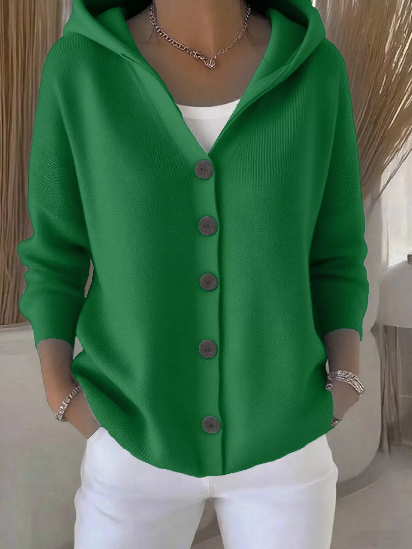 Full Size Hooded Button-Front Soft Knit Cardigan Plus Size  Shop One Place
