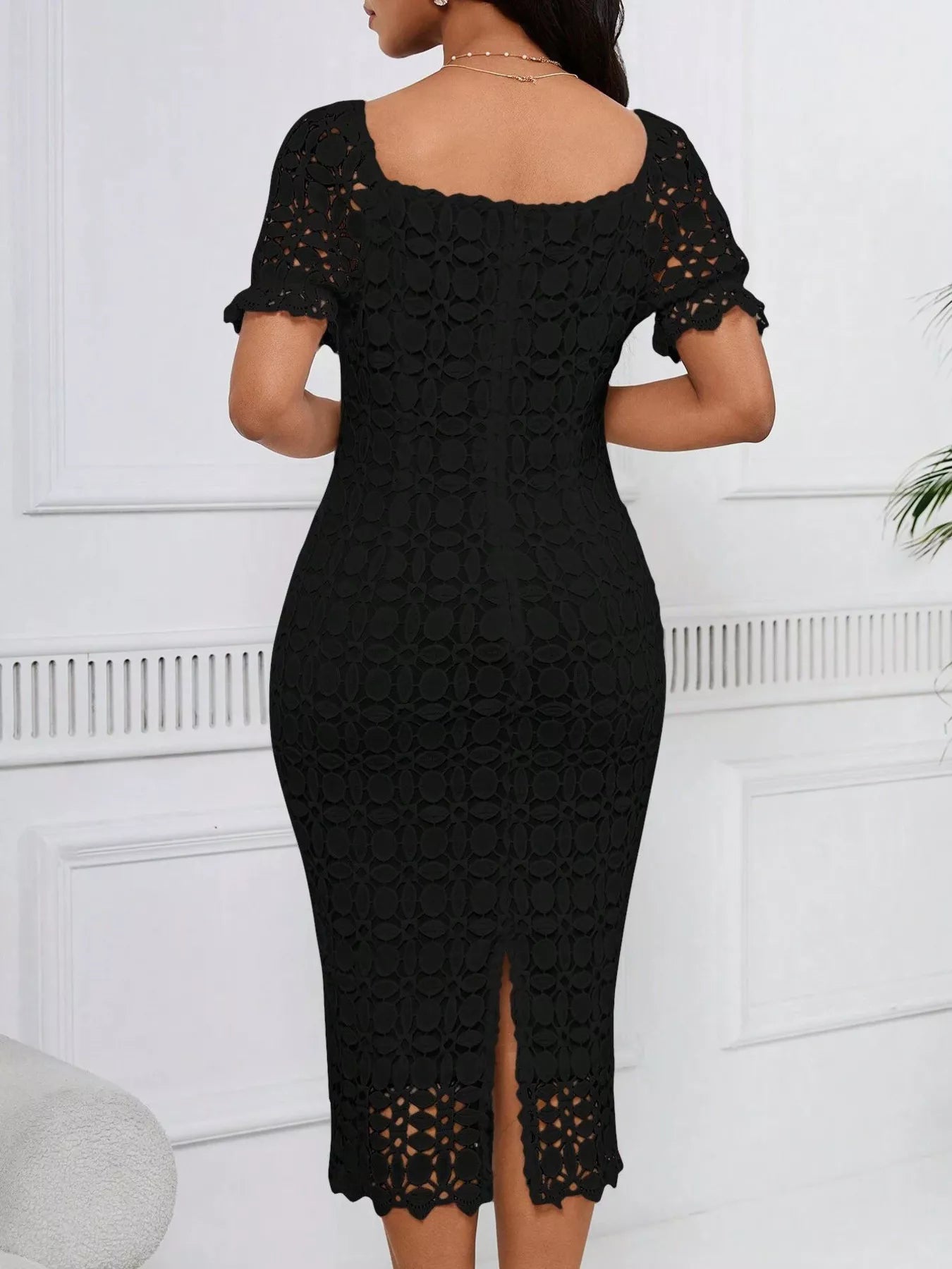 Lace Short Sleeve Midi Dress  Shop One Place