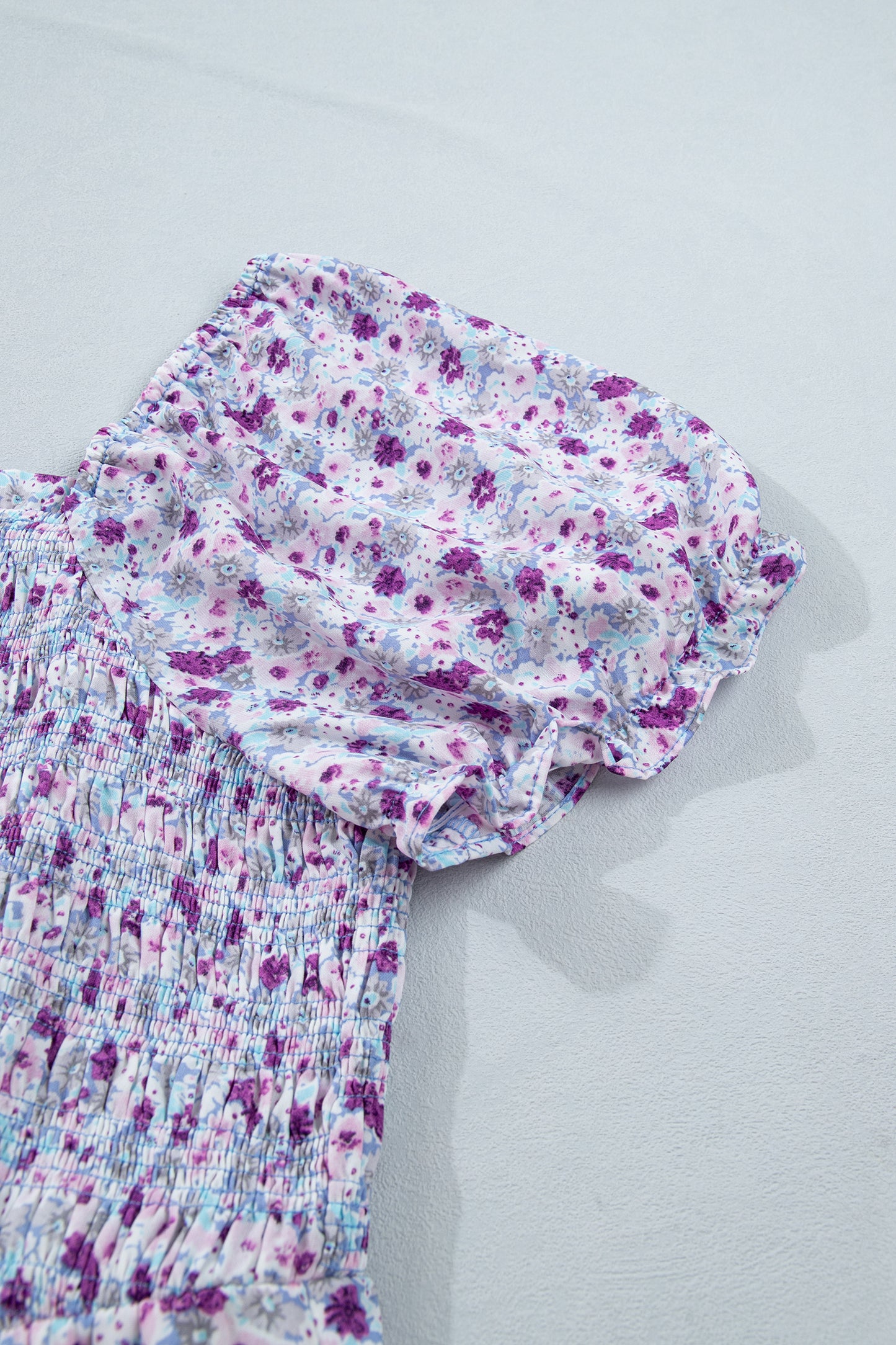 Purple Plus Size Floral Print Square Neck Smocked Maxi Dress  Shop One Place
