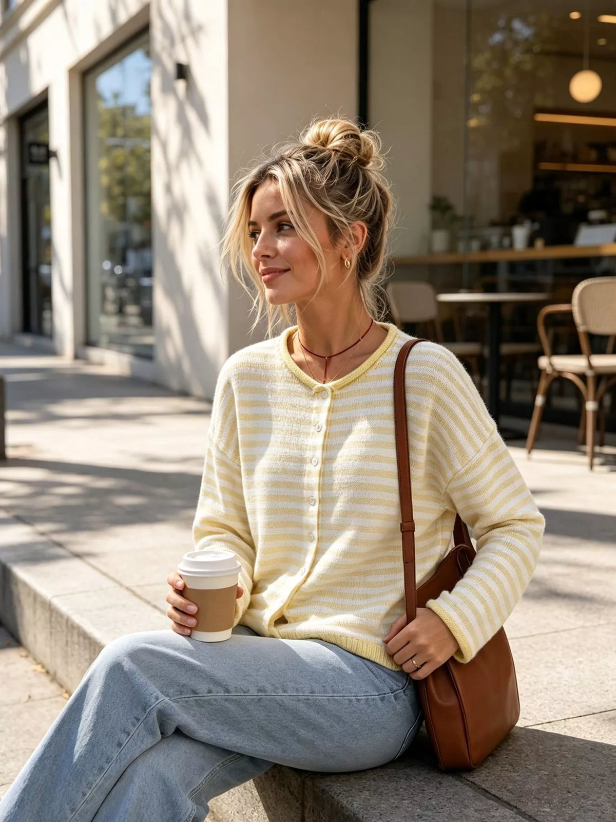 Women's Striped Button-Down Knit Cardigan – view 21