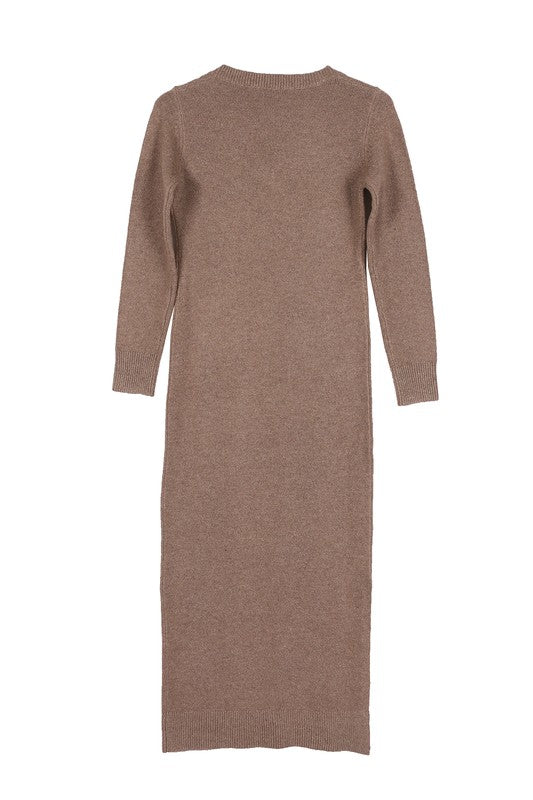 V-Neck Sweater Maxi Dress