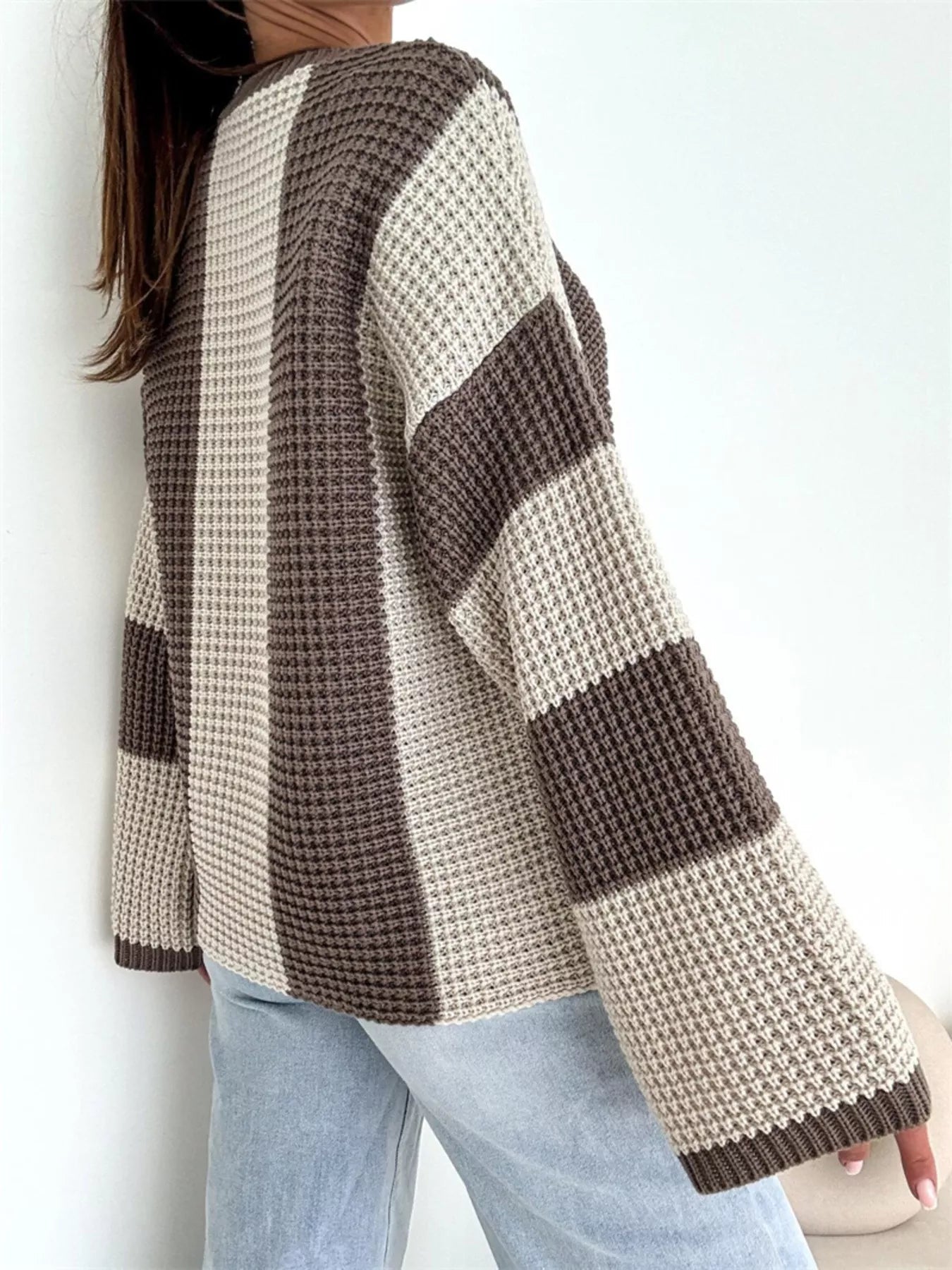 Color Block Long Sleeve Sweater  Shop One Place