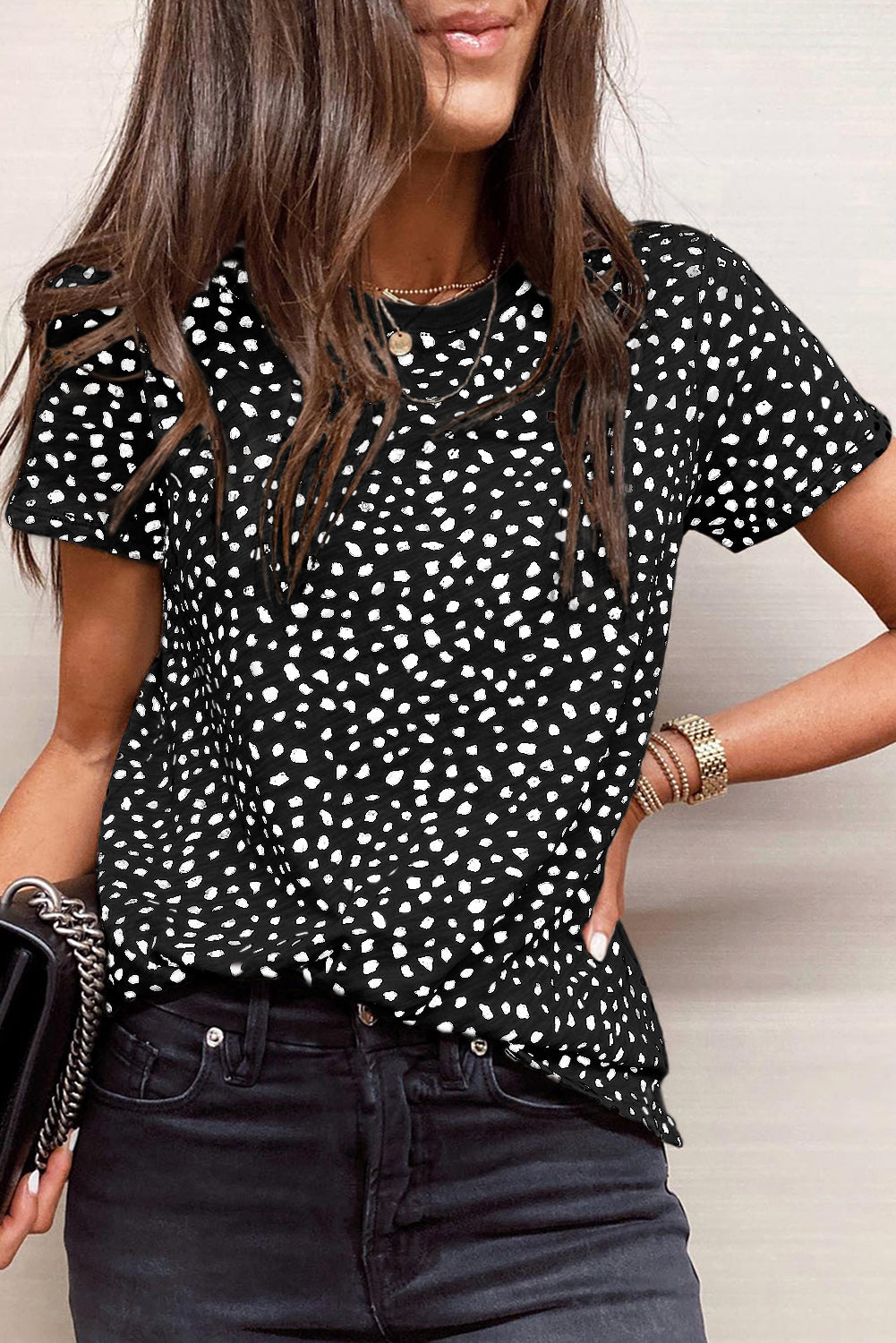 Cheetah Print Casual Crew Neck T Shirt