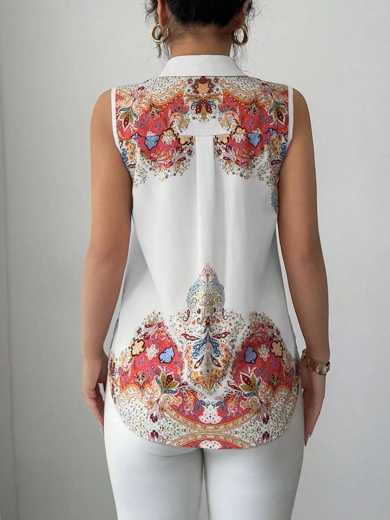 Button Up Sleeveless Shirt  Shop One Place