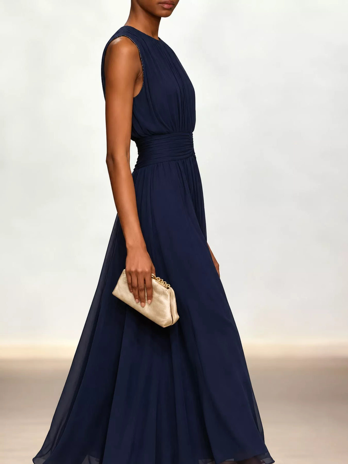 Women's Sleeveless Ruched Chiffon Maxi Dress – view 20