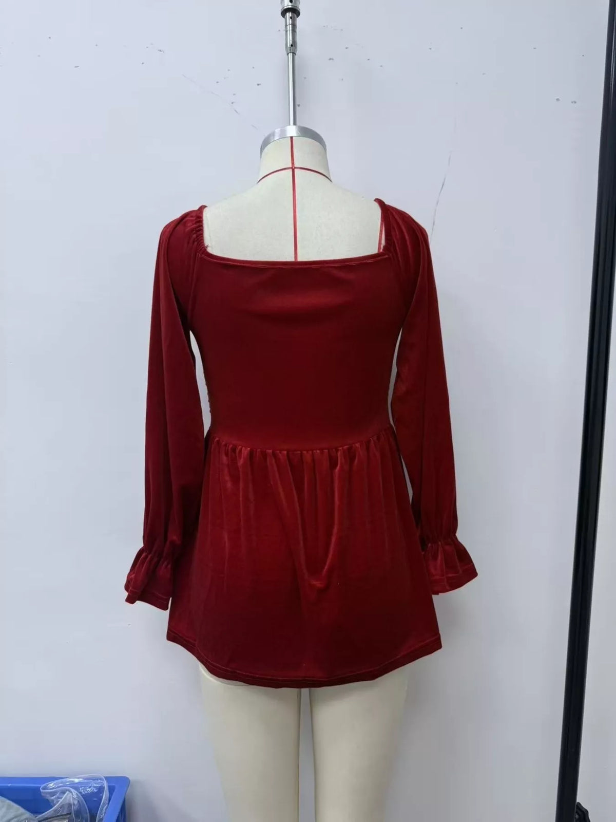Women's Velvet Smocked Peplum Blouse – view 15