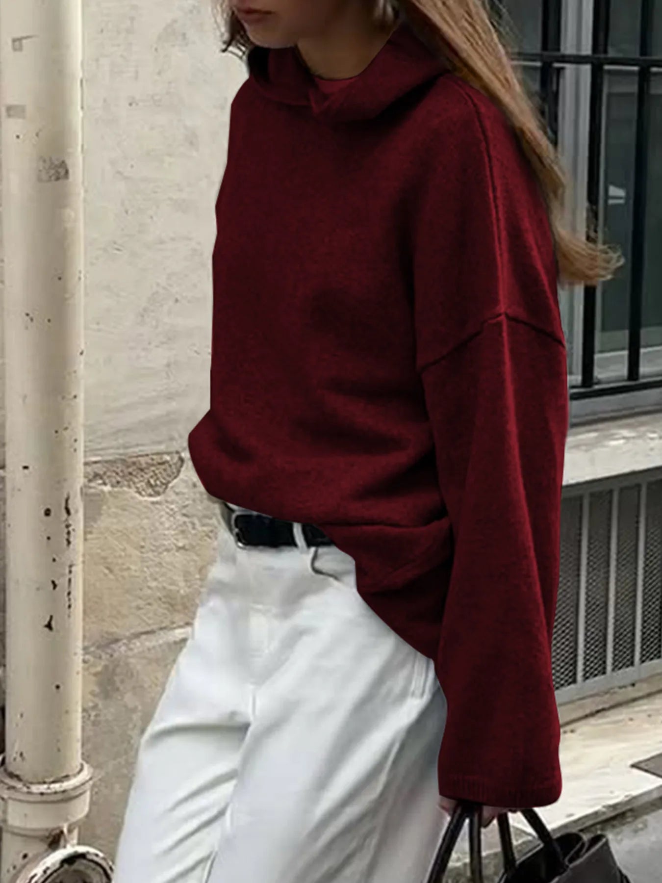 Oversized Long Sleeve Hooded Sweater  Shop One Place