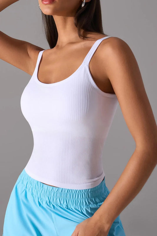 Scoop Neck Active Tank with Detachable Chest Pads  Shop One Place