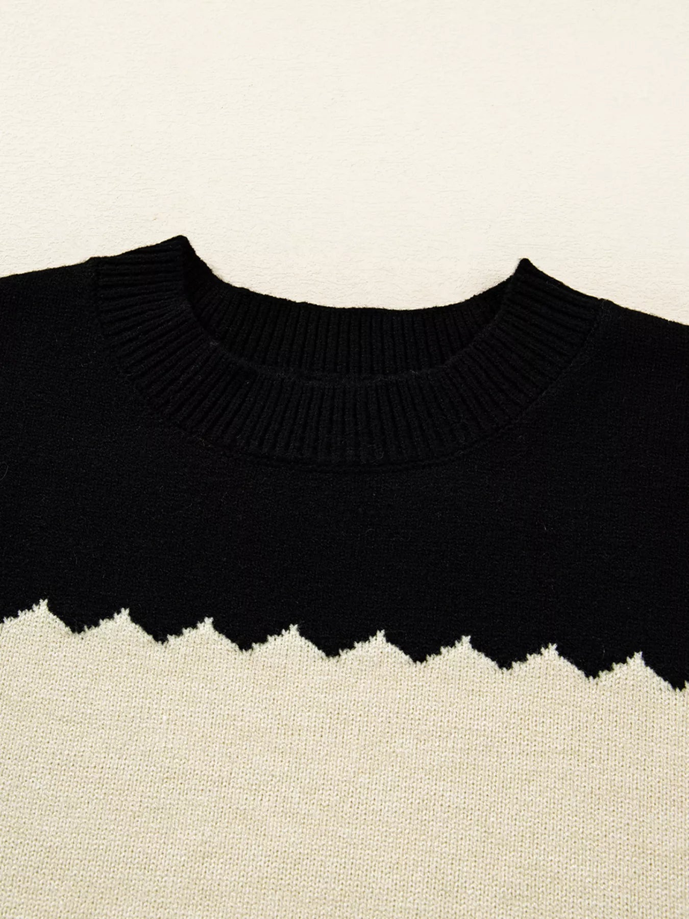 Color Block Crew Neck Drop Shoulder Sweater  Shop One Place