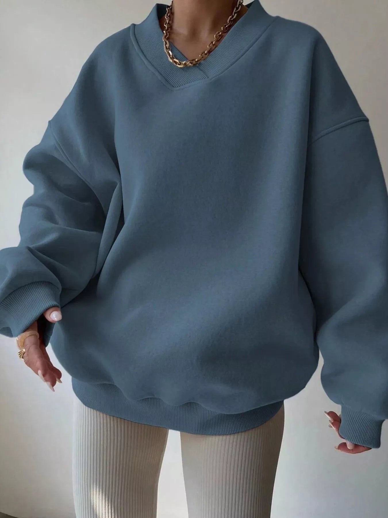 Dropped Shoulder Long Sleeve Oversized Sweatshirt  Shop One Place