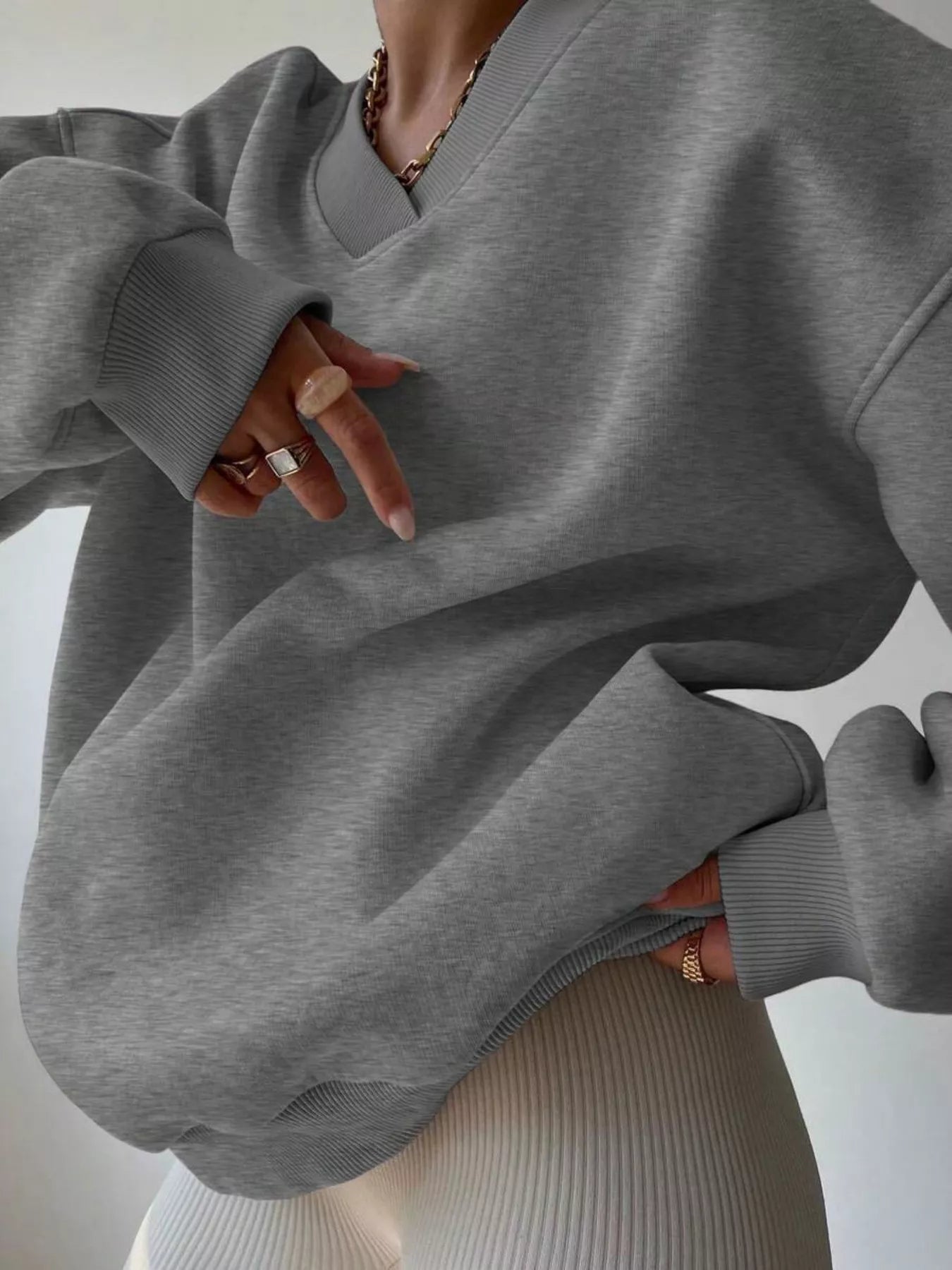 Dropped Shoulder Long Sleeve Oversized Sweatshirt  Shop One Place