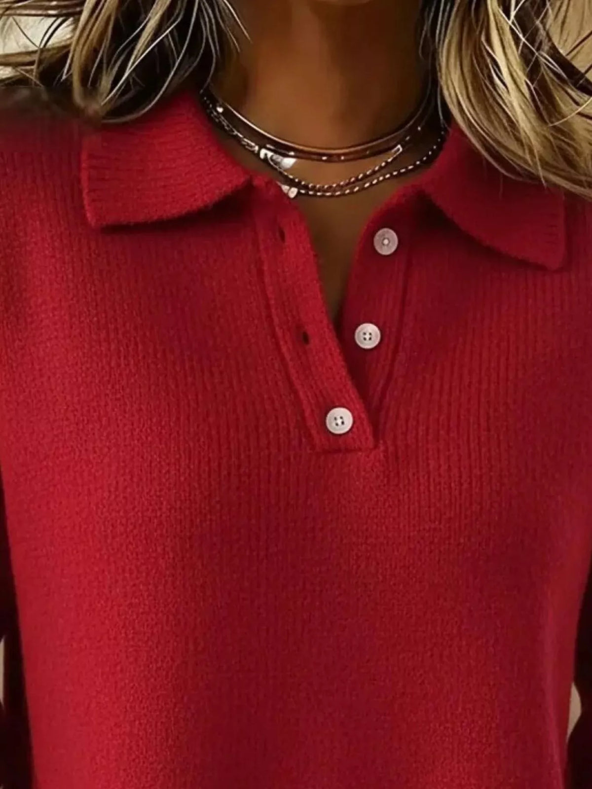 Full Size Button Detail Drop Shoulder Sweater Plus Size  Shop One Place