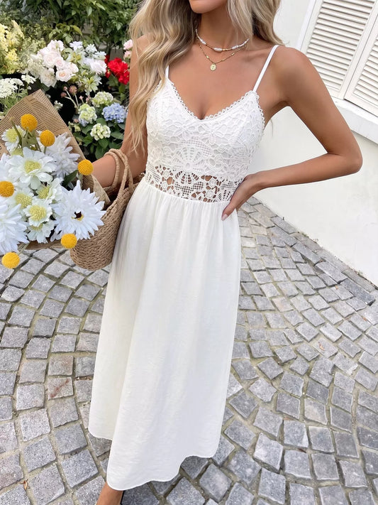 Lace V-Neck Flowy Maxi Dress  Shop One Place