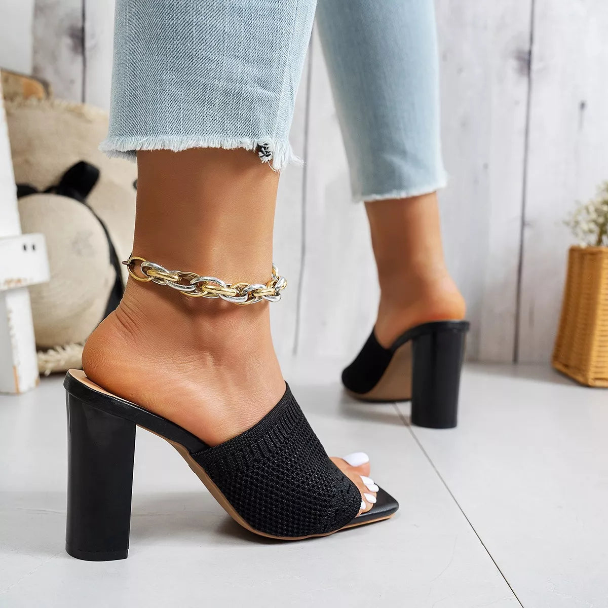Open Toe Block Heels Sandals  Shop One Place