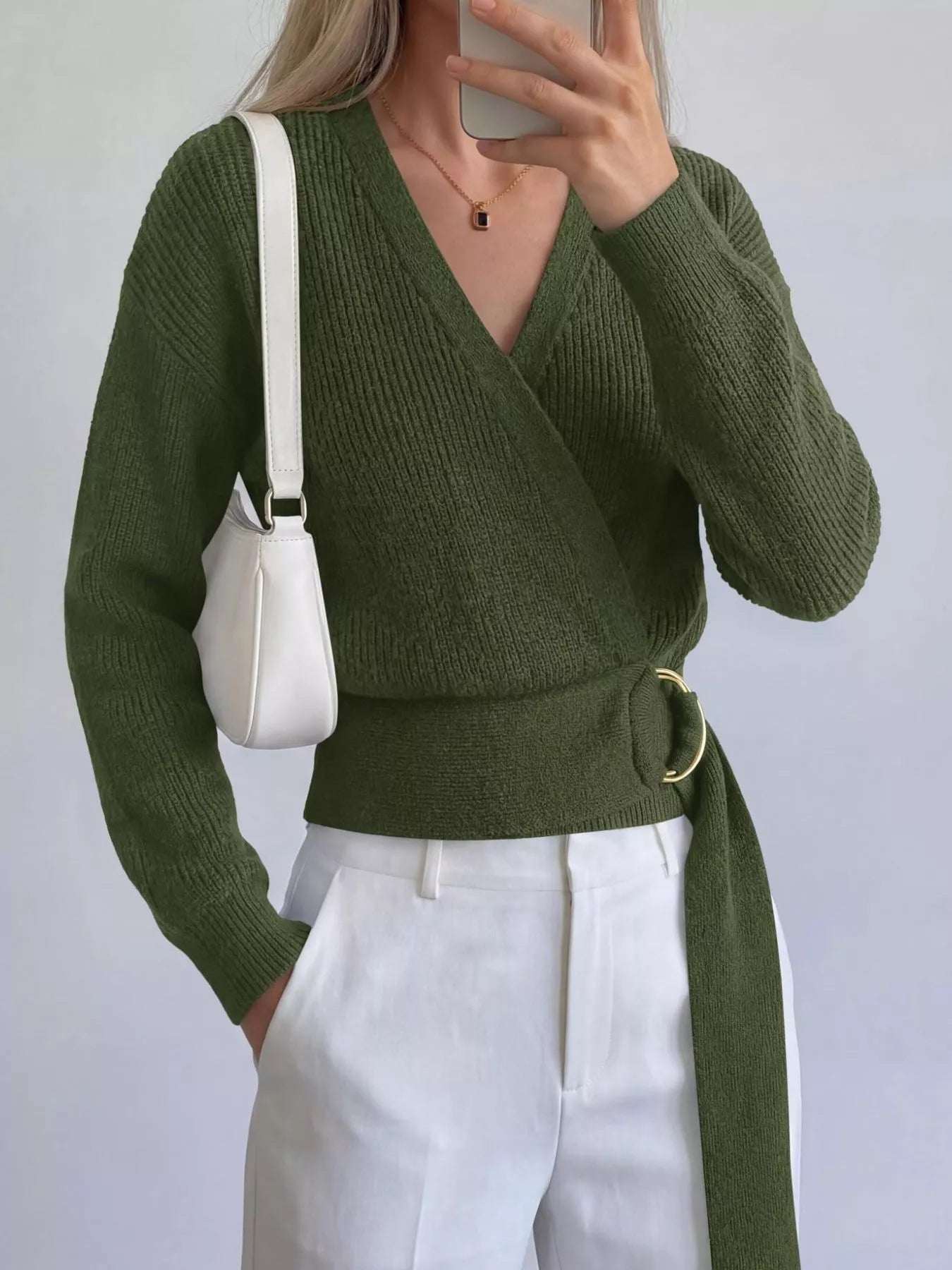 Metal Ring Detail Dropped Shoulder Sweater  Shop One Place