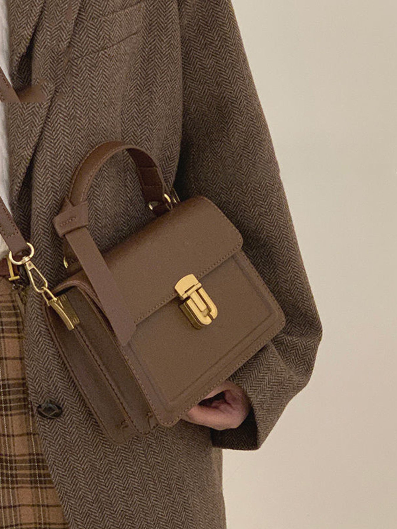Leather Crossbody Bag with Golden Clasp  Shop One Place