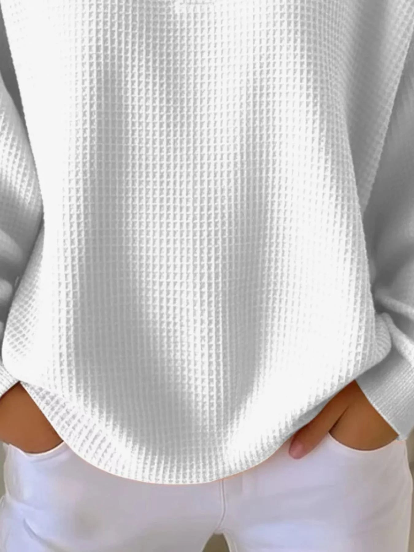 Full Size Waffle Knit Button Detail Top Plus Size  Shop One Place