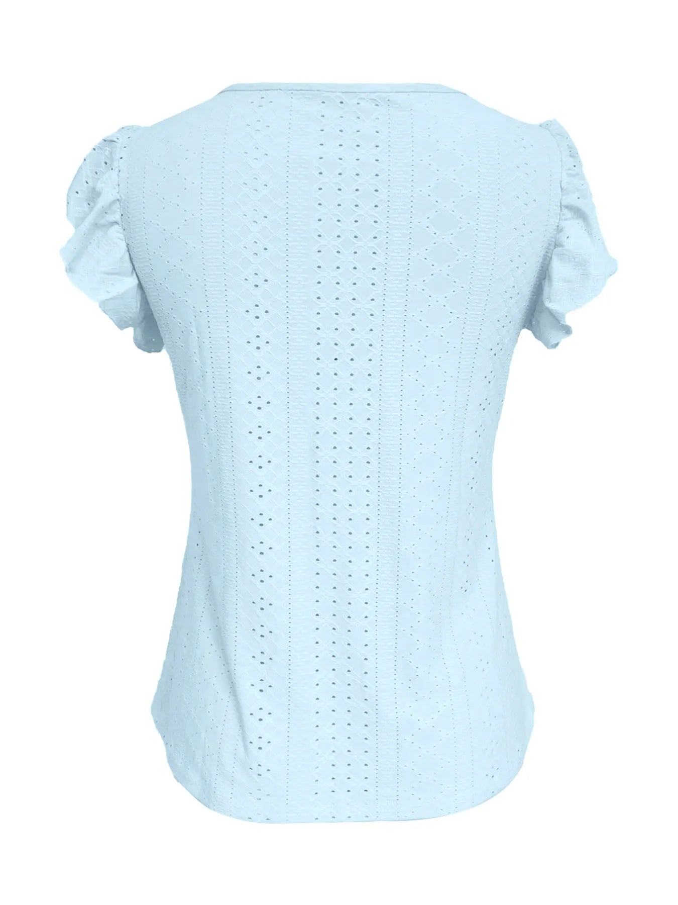 Eyelet Button-Front Flutter Sleeve Top  Shop One Place