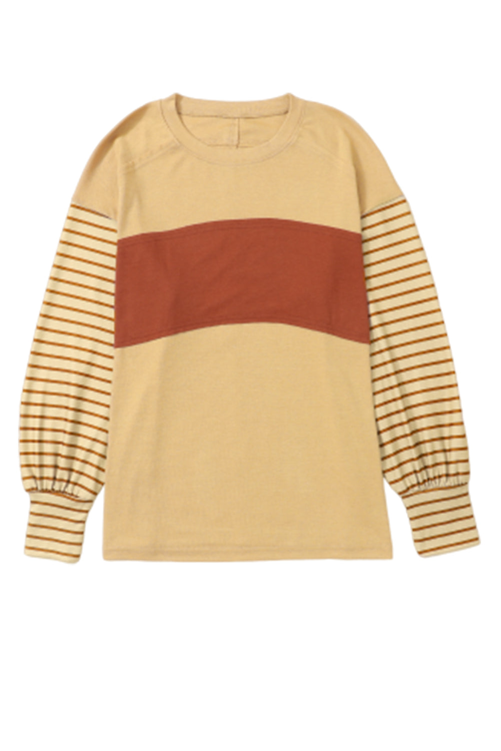 Colorblock Striped Bishop Sleeve Top