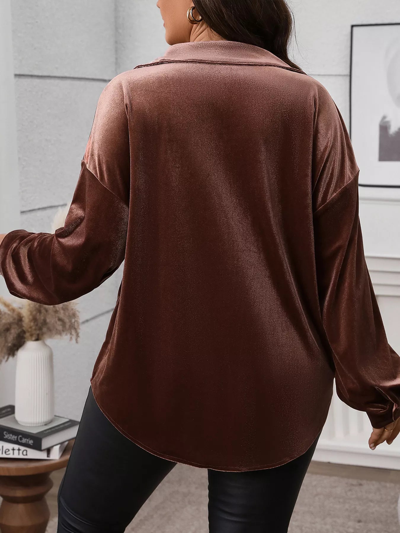 Plus Size Button-Down Long Sleeve Oversized Shirt  Shop One Place