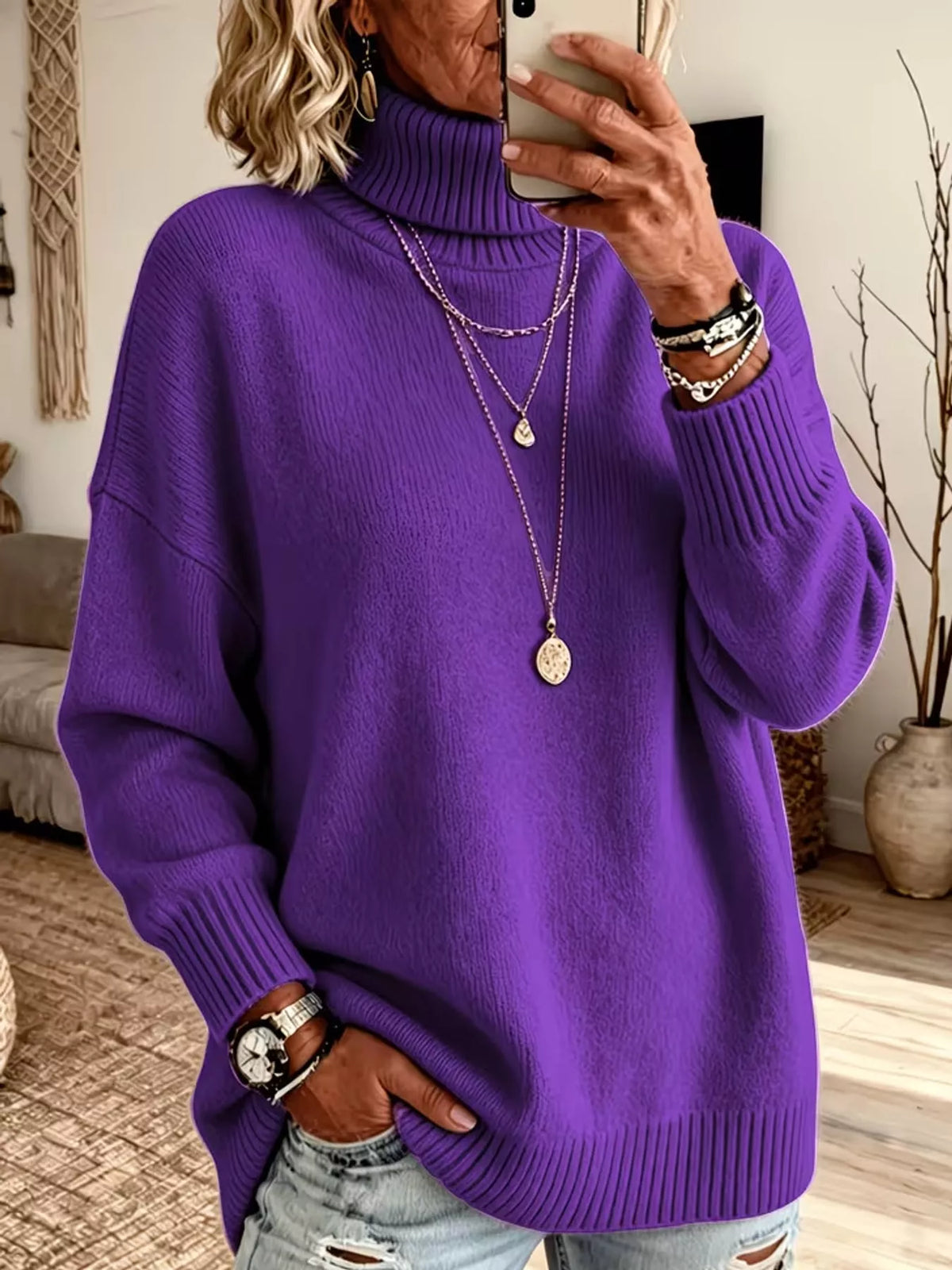 Women's Oversized Turtleneck Sweater – view 6