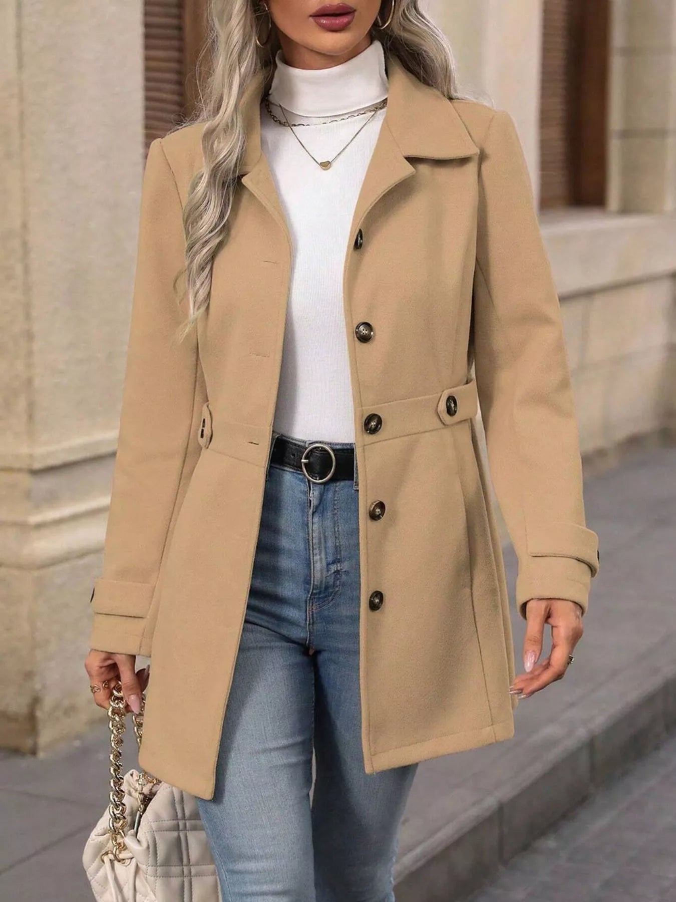 Button Up Long Sleeve Coat  Shop One Place