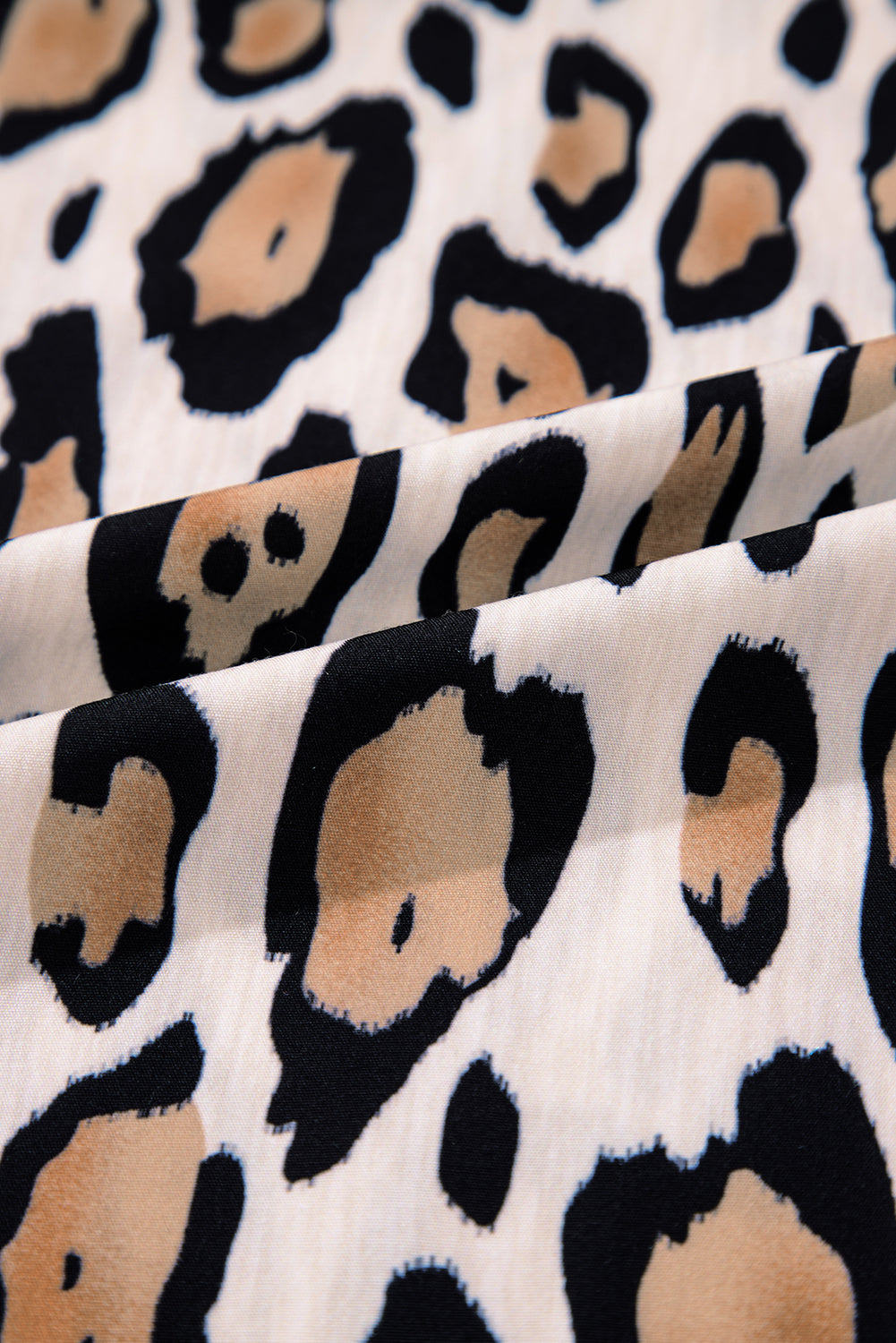 Light French Beige Leopard Print Balloon Sleeve Loose Blouse  Shop One Place