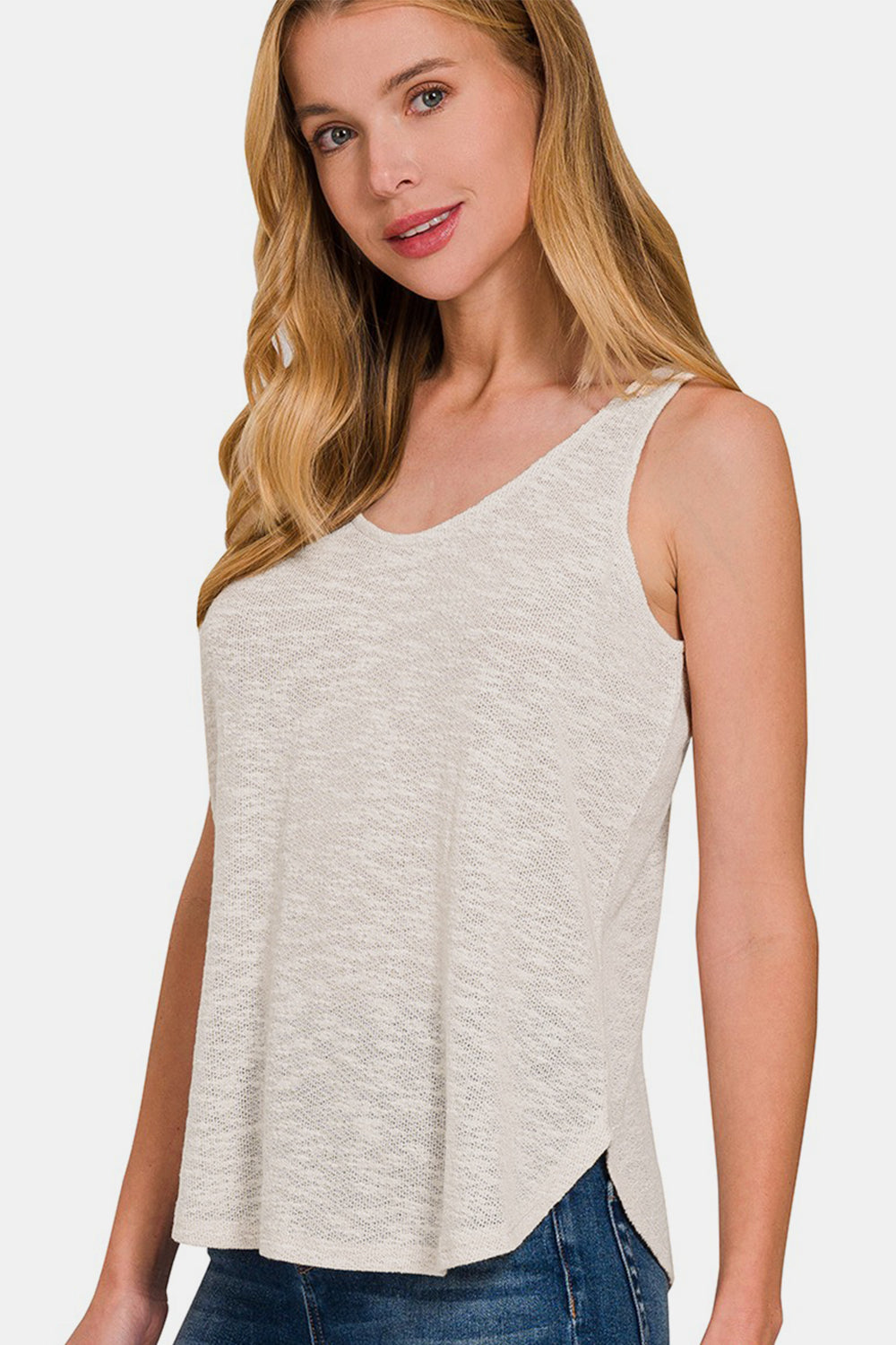 Zenana Curved Hem Round Neck Tank