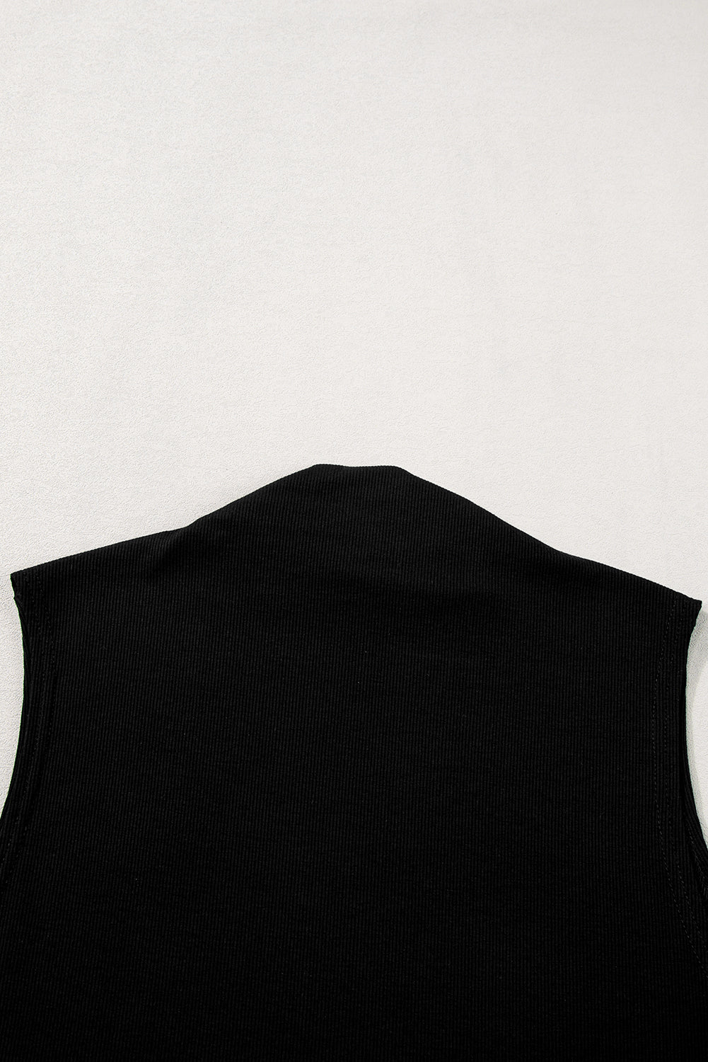 Black Solid Color Mock Neck Tank Top